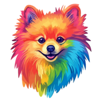 vistoso pomeranio perro, pomeranio retrato, perro pegatina acortar arte, perro amante diseño, ai generado. png