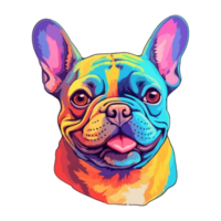 coloré français bouledogue chien, français bouledogue portrait, chien autocollant agrafe art, chien amoureux conception, ai généré. png