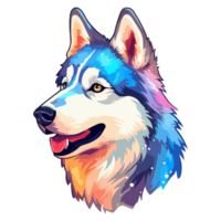 Colorful Siberian Husky Dog, Siberian Husky Portrait, Dog Sticker Clip art, Dog Lover design, . png