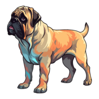 Colorful Bullmastiff Dog, Bullmastiff Portrait, Dog Sticker Clip art, Dog Lover design, . png