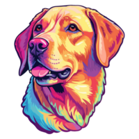 colorato labrador cane da riporto cane, labrador cane da riporto ritratto, cane etichetta clip arte, cane amante disegno, ai generato. png