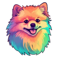 vistoso pomeranio perro, pomeranio retrato, perro pegatina acortar arte, perro amante diseño, ai generado. png