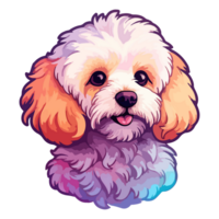 colorato maltipoo cane, maltipoo ritratto, cane etichetta clip arte, cane amante disegno, ai generato. png