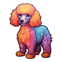 vistoso caniche perro, caniche retrato, perro pegatina acortar arte, perro amante diseño, ai generado. png