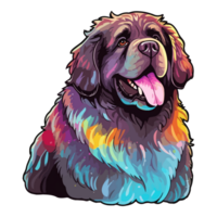 kleurrijk Newfoundland hond, Newfoundland portret, hond sticker klem kunst, hond minnaar ontwerp, ai gegenereerd. png