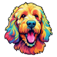 kleurrijk gouden tekening hond, gouden tekening portret, hond sticker klem kunst, hond minnaar ontwerp, ai gegenereerd. png