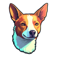 Colorful Basenji Dog, Basenji Portrait, Dog Sticker Clip art, Dog Lover design, . png