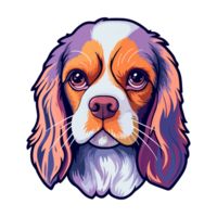 Colorful Cavalier King Charles Spaniel Dog, Cavalier King Charles Spaniel Portrait, Dog Sticker Clip art, Dog Lover design, . png