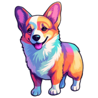 colorato pembroke gallese corgi cane, pembroke gallese corgi ritratto, cane etichetta clip arte, cane amante disegno, ai generato. png