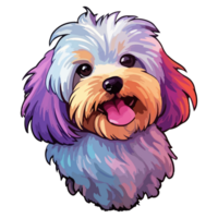 färgrik havanese hund, havanese porträtt, hund klistermärke klämma konst, hund älskare design, ai genererad. png