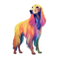 Colorful Afghan Hound Dog, Afghan Hound Portrait, Dog Sticker Clipart, Dog Lover design, . png