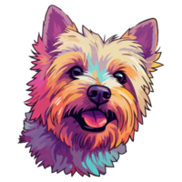 colorato tumulo terrier cane, tumulo terrier ritratto, cane etichetta clip arte, cane amante disegno, ai generato. png