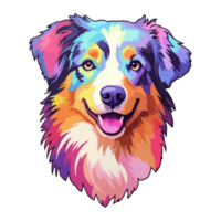 Colorful Australian Shepherd Dog, Australian Shepherd Portrait, Dog Sticker Clip art, Dog Lover design, . png