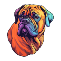 Colorful Bullmastiff Dog, Bullmastiff Portrait, Dog Sticker Clip art, Dog Lover design, . png
