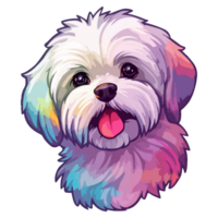 colorato maltese cane, maltese ritratto, cane etichetta clip arte, cane amante disegno, ai generato. png