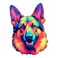 Colorful German shepherd Dog, German shepherd Portrait, Dog Sticker Clip art, Dog Lover design, . png
