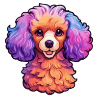 kleurrijk poedel hond, poedel portret, hond sticker klem kunst, hond minnaar ontwerp, ai gegenereerd. png