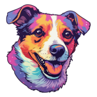 kleurrijk jack Russell terriër hond, jack Russell terriër portret, hond sticker klem kunst, hond minnaar ontwerp, ai gegenereerd. png