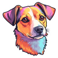 colorato Jack russell terrier cane, Jack russell terrier ritratto, cane etichetta clip arte, cane amante disegno, ai generato. png