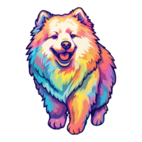 colorida samoiedo cachorro, samoiedo retrato, cachorro adesivo grampo arte, cachorro amante projeto, ai gerado. png