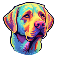 kleurrijk labrador retriever hond, labrador retriever portret, hond sticker klem kunst, hond minnaar ontwerp, ai gegenereerd. png