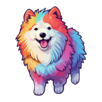 bunt samoyed Hund, samoyed Porträt, Hund Aufkleber Clip Kunst, Hund Liebhaber Design, ai generiert. png