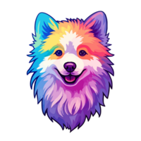 Colorful American Eskimo Dog Dog, American Eskimo Dog Portrait, Dog Sticker Clip art, Dog Lover design, . png