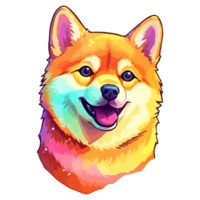 coloré shiba inu chien, shiba inu portrait, chien autocollant agrafe art, chien amoureux conception, ai généré. png