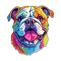 colorida buldogue cachorro, buldogue retrato, cachorro adesivo grampo arte, cachorro amante projeto, ai gerado. png