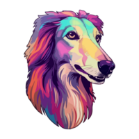 Colorful Borzoi Dog, Borzoi Portrait, Dog Sticker Clip art, Dog Lover design, . png