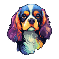 Colorful Cavalier King Charles Spaniel Dog, Cavalier King Charles Spaniel Portrait, Dog Sticker Clip art, Dog Lover design, . png