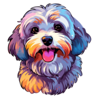 colorato havanese cane, havanese ritratto, cane etichetta clip arte, cane amante disegno, ai generato. png