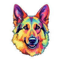 Colorful German shepherd Dog, German shepherd Portrait, Dog Sticker Clip art, Dog Lover design, . png