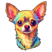 colorato chihuahua cane, chihuahua ritratto, cane etichetta clip arte, cane amante disegno, ai generato. png