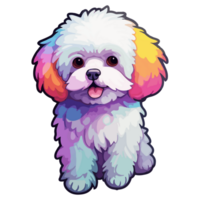 colorida bichon frise cachorro, bichon frise retrato, cachorro adesivo grampo arte, cachorro amante projeto, ai gerado. png