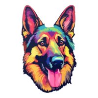 Colorful German shepherd Dog, German shepherd Portrait, Dog Sticker Clip art, Dog Lover design, . png