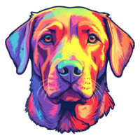 colorato labrador cane da riporto cane, labrador cane da riporto ritratto, cane etichetta clip arte, cane amante disegno, ai generato. png