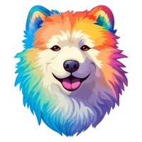 kleurrijk samojeed hond, samojeed portret, hond sticker klem kunst, hond minnaar ontwerp, ai gegenereerd. png