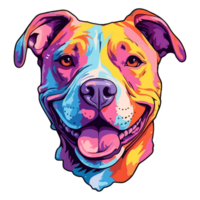 Colorful American pit bull Dog, American pit bull Portrait, Dog Sticker Clip art, Dog Lover design, . png