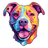 kleurrijk Amerikaans pit stier hond, Amerikaans pit stier portret, hond sticker klem kunst, hond minnaar ontwerp, ai gegenereerd. png