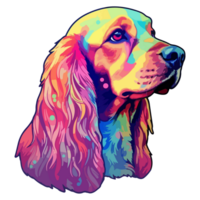 Colorful English Cocker Spaniel Dog, English Cocker Spaniel Portrait, Dog Sticker Clip art, Dog Lover design, . png