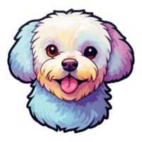 colorida bichon frise cachorro, bichon frise retrato, cachorro adesivo grampo arte, cachorro amante projeto, ai gerado. png