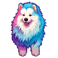 Colorful Samoyed Dog, Samoyed Portrait, Dog Sticker Clip art, Dog Lover design, . png