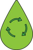 Green recycle sign in drop. vector