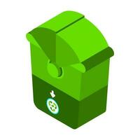 3D isometric of recycle bin icon. vector