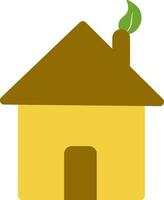Eco house icon in yellow and brown color. vector
