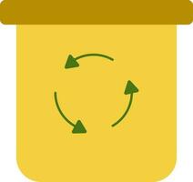 Trash bin icon for recycling concept in yellow color. vector