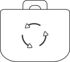 Plastic bag recycling icon in line art. vector