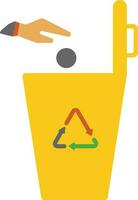 Human hand throwing ball in dustbin. vector