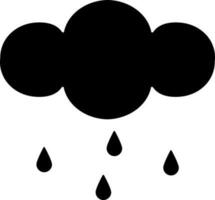 Silhouette of Rainy cloud in black color. vector